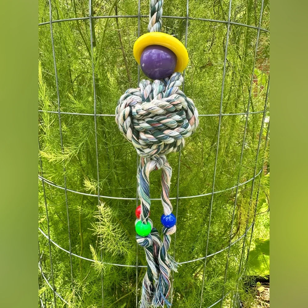 Handmade- Medium Colorful Rope Ball Parrot Bird Toy